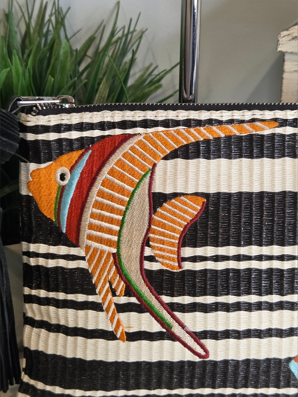 Sam Edelman Multicolor Fish Embroidered Stripe Clutch - Picture 4 of 8